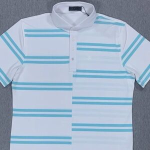 G/FORE Mint and White Striped Polo